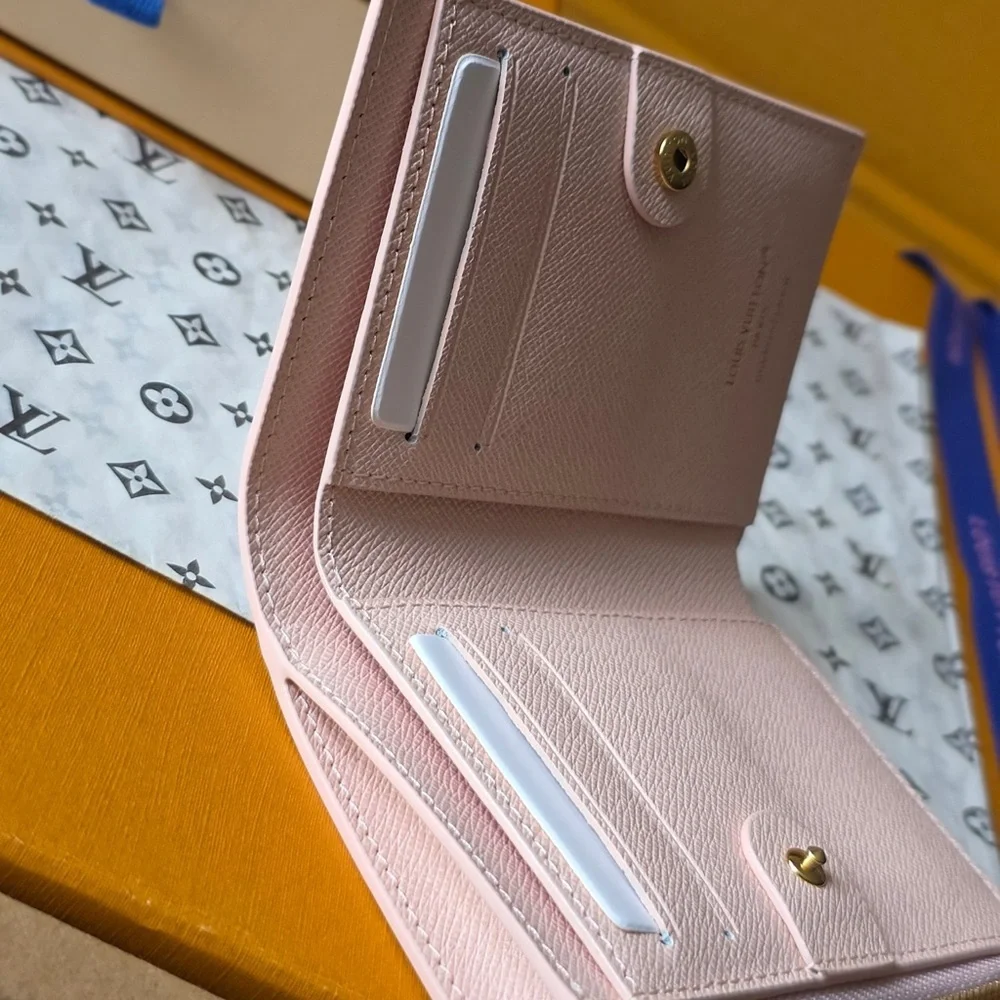 Louis Vuitton Pink and Pastel Blue Monogram Zip Card Pouch with Gold LV Charm